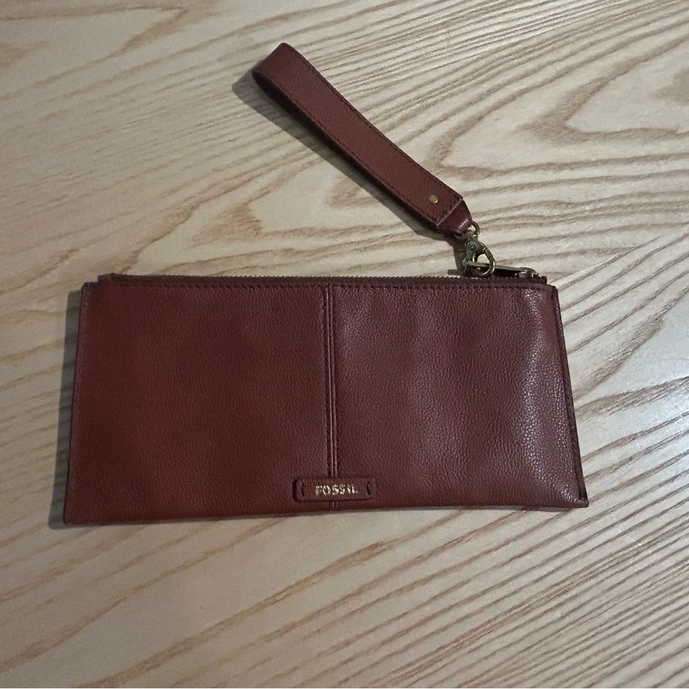 Fossil Tan Leather Wristlet